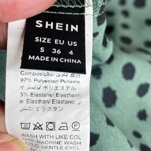 SHEIN Women's All Over Print Shirred Waist & Neck Balloon Sleeve Dress Sz Small - Picture 8 of 8